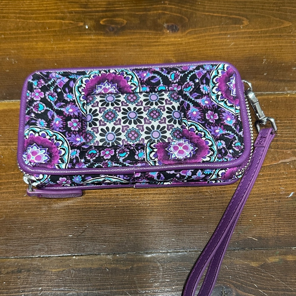Vera Bradley Purple Floral Quilted Wristlet Clutch